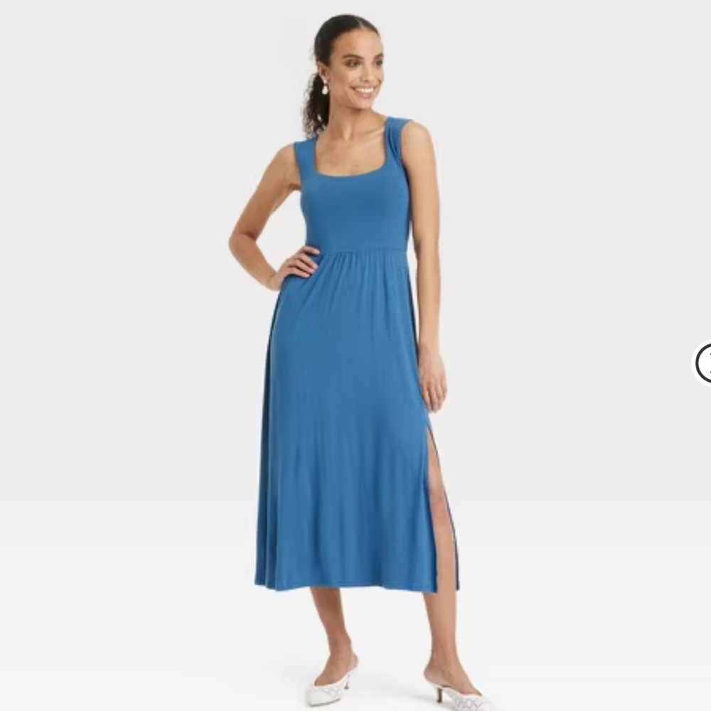 Target -  A New Day- Women's Knit Ballet Midi Shift Dress - Blue NWT